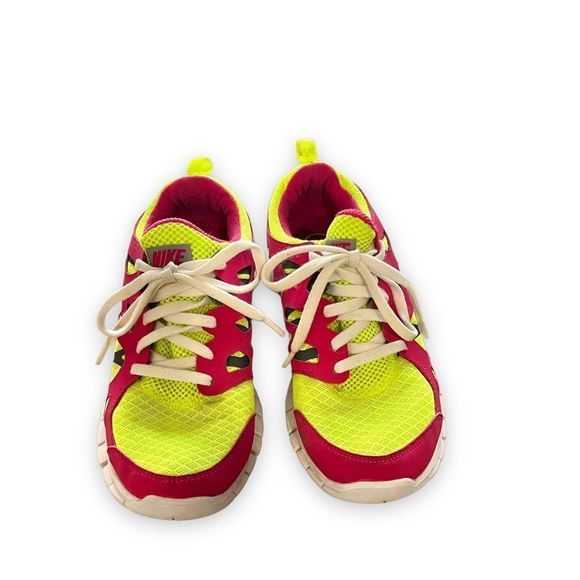 Nike pink and neon green lace up sneakers size 6 youth - Picture 2 of 7